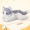 Houwsbaby 15" Gray Light up Kitty Stuffed Animal Cat Floppy LED Plush Toy Kitten Night Lights Glow Pillow Birthday Festival Christmas Halloween Presents for Kids Toddler Girls view 3