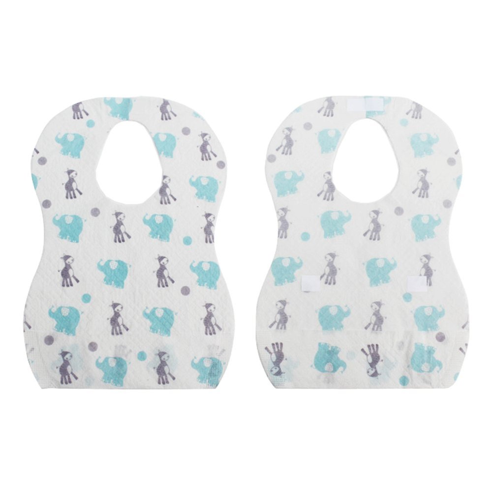 20 PACK Disposable Baby Bibs, Baby and Infant Disposable Travel Bibs with Crumb Catcher, Toddler Disposable Bibs, Non-Woven Cloth Bibs For Babies-Soft, Leak proof, Traveling, On The Go