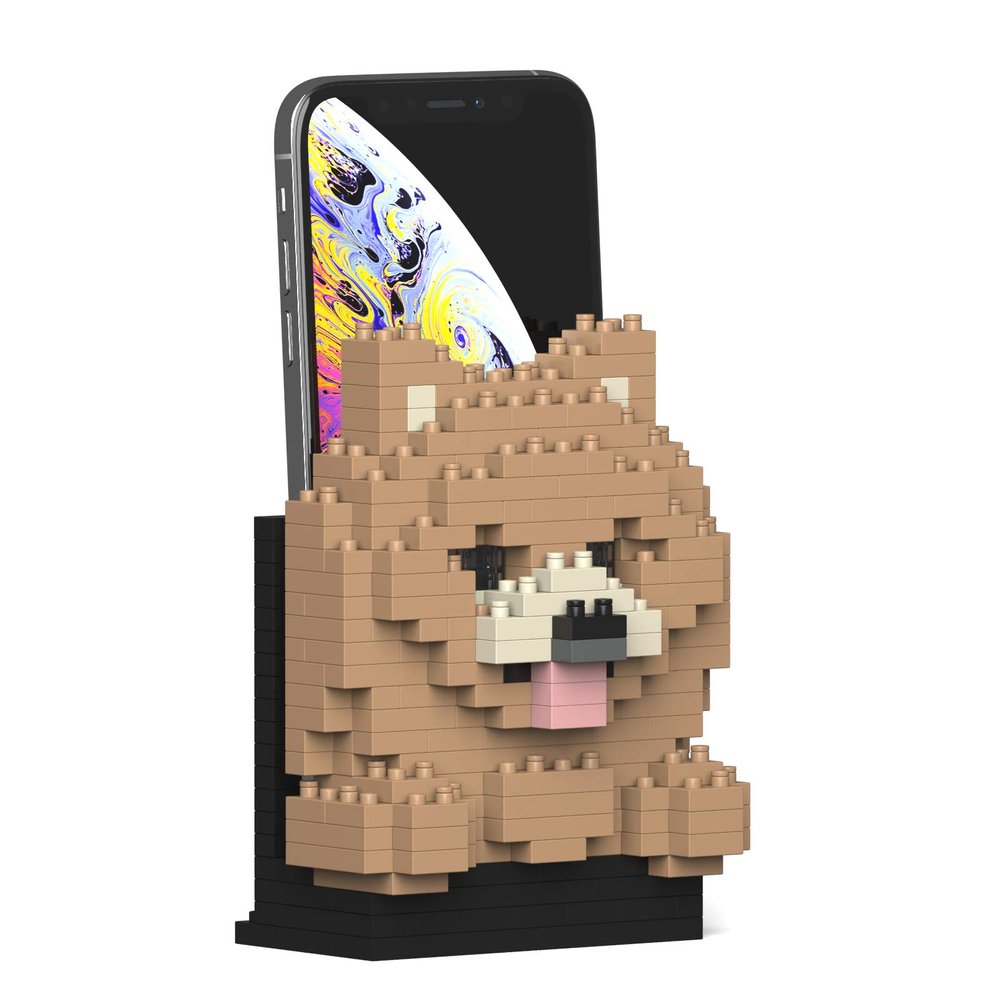 JEKCA Pomeranian Phone Stand 01S | Dog Plastic Building Blocks | Stationary | Age 14+