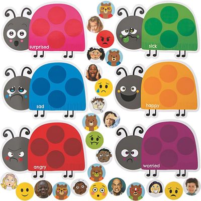 Fun Express Ladybug Emotion Match Cardstock Game - Educational Cards for Kids - Fun Learning Activity to Enhance Emotional Intelligence - 30 Pieces