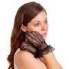 Skeleteen Dress Lace Hand Gloves - Vintage Formal Black Sheer Evening Gloves with Satin Bow and Lace Ruffle Wrist Cuffs for Women and Girls view 2