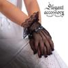 Skeleteen Dress Lace Hand Gloves - Vintage Formal Black Sheer Evening Gloves with Satin Bow and Lace Ruffle Wrist Cuffs for Women and Girls view 4