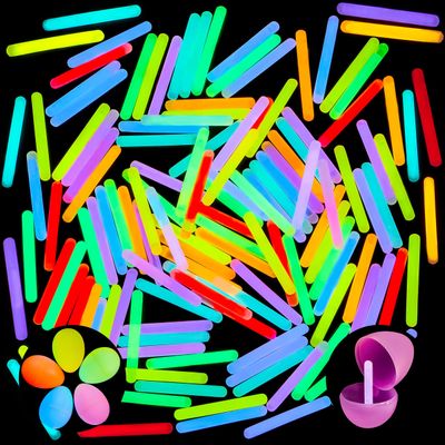 JOYIN 400 Mini Glow Sticks(1.7"), 8 Colors, Glow in The Dark for Easter Eggs Party Favors,Easter Basket Stuffer Party Pack, Weddings Classroom Decorations Prizes