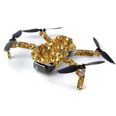 MightySkins Carbon Fiber Skin for DJI Mavic Mini Portable Drone Quadcopter Carbon Fiber Skin - Gold Chips | Protective, Durable Textured Carbon Fiber Finish | Easy to Apply, Remove | Made in The USA