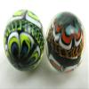 Big Game Toys ~Set of 2 RINKY-Dink 16mm Handmade Art Glass Marbles Orange Blue Green Lattice Design view 1