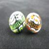 Big Game Toys ~Set of 2 RINKY-Dink 16mm Handmade Art Glass Marbles Orange Blue Green Lattice Design view 2