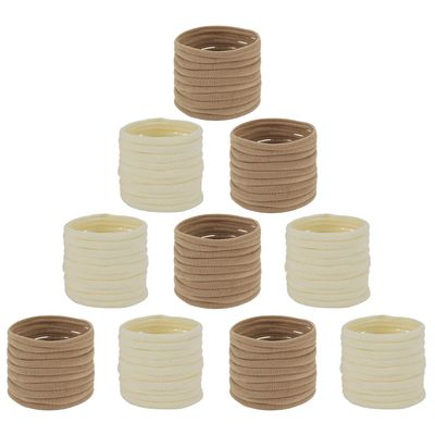 100 Pack Bulk Super Soft Stretchy Elastic Nude Skin Color Nylon Headbands Bow Khaki Brown Ivory Skinny Slim Turban Headwrap Hair Ties Ponytail Holder
