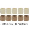 100 Pack Bulk Super Soft Stretchy Elastic Nude Skin Color Nylon Headbands Bow Khaki Brown Ivory Skinny Slim Turban Headwrap Hair Ties Ponytail Holder view 2