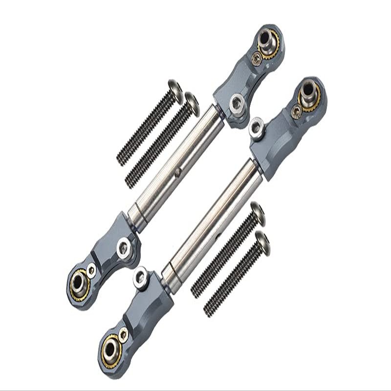 Aluminum+Stainless Steel Adjustable Front Steering Tie Rod for Traxxas 1:10 Maxx 4WD Monster Truck-89076-4/1:8 4WD Maxx Slash 6S Brushless Short Course Truck-102076-4 Upgrades - Gray Silver
