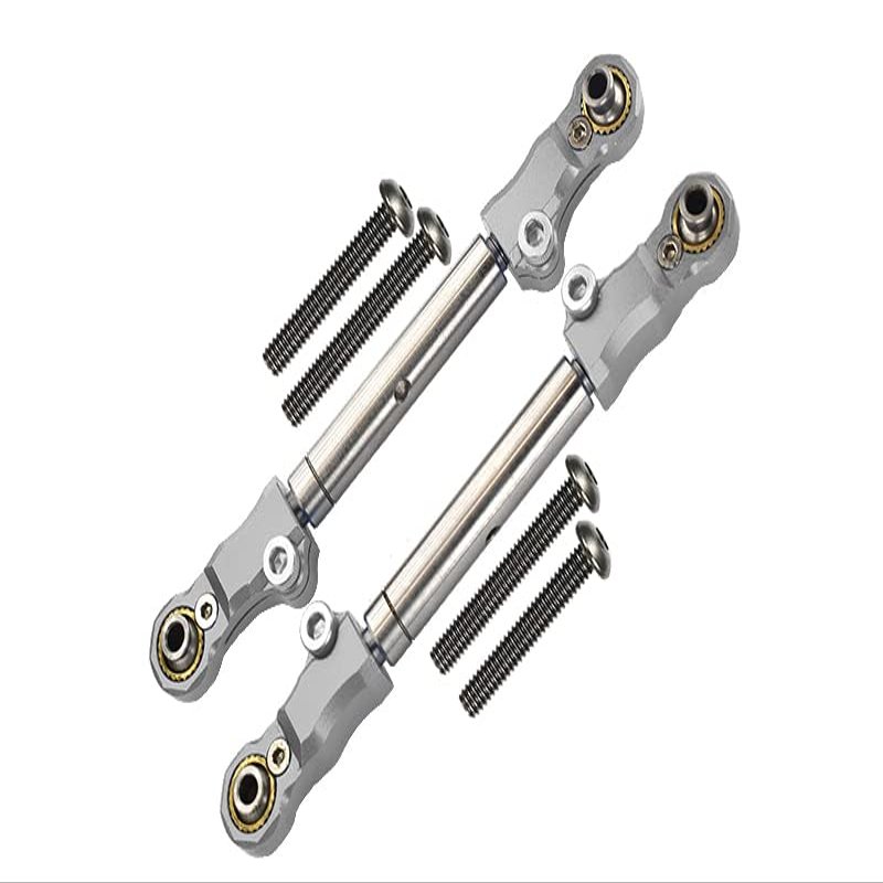 Aluminum+Stainless Steel Adjustable Front Steering Tie Rod For Traxxas 1:10 Maxx 4WD Monster Truck-89076-4/1:8 4WD Maxx Slash 6S Brushless Short Course Truck-102076-4 Upgrades - Silver