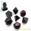 Bescon Polyhedral Dice Set Opaque Black with Red Numbers, Black RPG Dice Set of 7 d4 d6 d8 d10 d12 d20 d% Brick Box Pack view 1