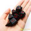 Bescon Polyhedral Dice Set Opaque Black with Red Numbers, Black RPG Dice Set of 7 d4 d6 d8 d10 d12 d20 d% Brick Box Pack view 2