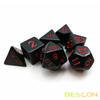 Bescon Polyhedral Dice Set Opaque Black with Red Numbers, Black RPG Dice Set of 7 d4 d6 d8 d10 d12 d20 d% Brick Box Pack view 3