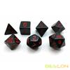 Bescon Polyhedral Dice Set Opaque Black with Red Numbers, Black RPG Dice Set of 7 d4 d6 d8 d10 d12 d20 d% Brick Box Pack view 4