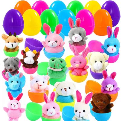 Twister.CK 18 Pack Easter Eggs Filled with Mini Plush Animals Stuffed Toy for Kids Easter Basket Stuffers/Fillers, Easter Eggs Hunt, Easter Party FavorGift Exchange, Classroom Prize