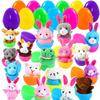 Twister.CK 18 Pack Easter Eggs Filled with Mini Plush Animals Stuffed Toy for Kids Easter Basket Stuffers/Fillers, Easter Eggs Hunt, Easter Party FavorGift Exchange, Classroom Prize view 1