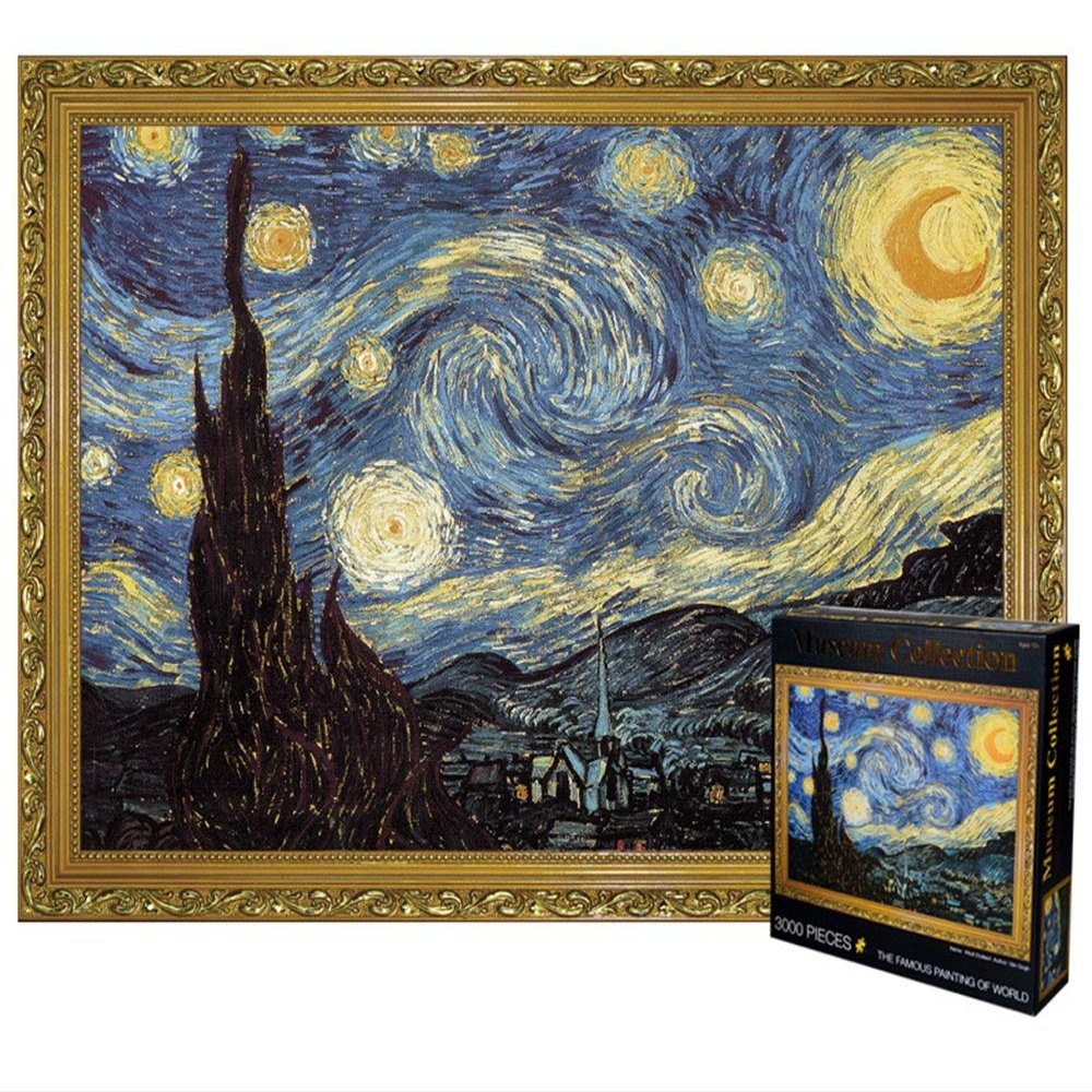 3000 Piece Jigsaw Puzzle Famous Oil Painting Large Starry Sky DIY Puzzle Relieve Stress for Kids Adults,Pieces Fit Together Perfectly