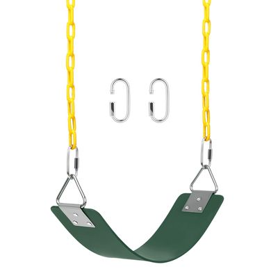 AGPTEK Swing Set, Seat with 66 Inch Anti-Rust Chains Thermoplastic Coated, Support 250lb, Cushion Accessories Replacement with Snap Hooks for Outdoors, Playground, Jungle & Gym - Green