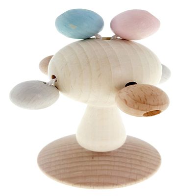 Hess Holzspielzeug 1127  rattle wood with rattle wood nature grey 3 months approx. 6 x 6 x 12 cm, gift for birth or christening, multicoloured, 60 g