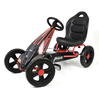 hauck Cyclone Pedal Go Kart with Adjustable Bucket Seat, 12 Inch EVA Foam Plastic Wheels, Handbrake for Rear Wheels - Ride On Toy for Kids 4-10 Years