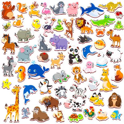 SpriteGru 60 PCS Cartoon Animals Zoo Magnets for Toddlers Kids, Perfect Preschool Learning