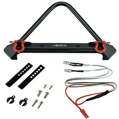 Apex RC Products Metal Front Bumper W/Shackles & Lights - for Traxxas TRX-4 / Axial SCX10 / II #4060