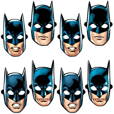 Batman Heroes Unite Paper Masks - 8.6" x 9.7" (8 Count) - Ideal for Themed Celebrations & Cosplay Fun