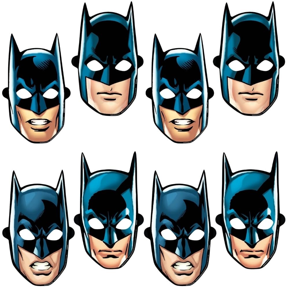 Batman Heroes Unite Paper Masks - 8.6" x 9.7" (8 Count) - Ideal for Themed Celebrations & Cosplay Fun