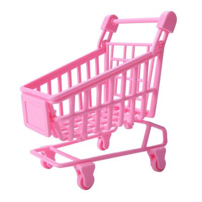 Aiffort 1Pcs Mini Plastic Shopping Cart Supermarket Trolley Toy for Office Home Novelty Decoration, Creative Storage Tool, Birthday Cake Decoration, Pink