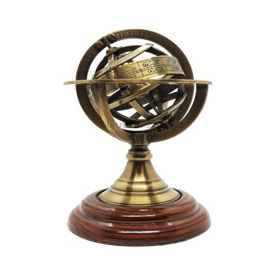 Brass Finish Armillary Sphere Globe - Nautical Astrolabe Garden Armillary Zodiac Sphere Globe  Nautical Home Decor | Nautical's Select (Antique, 5")