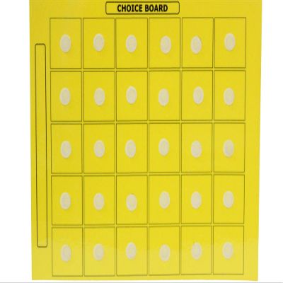Smile4Autsim Dry Erase Visual Activity Reward Choice Laminated Board with 30 1/2" Hook Coin -Great for Loose Pcs Flash Cards. (Yellow, 8x11 Sheet (1.5 inch Cards))
