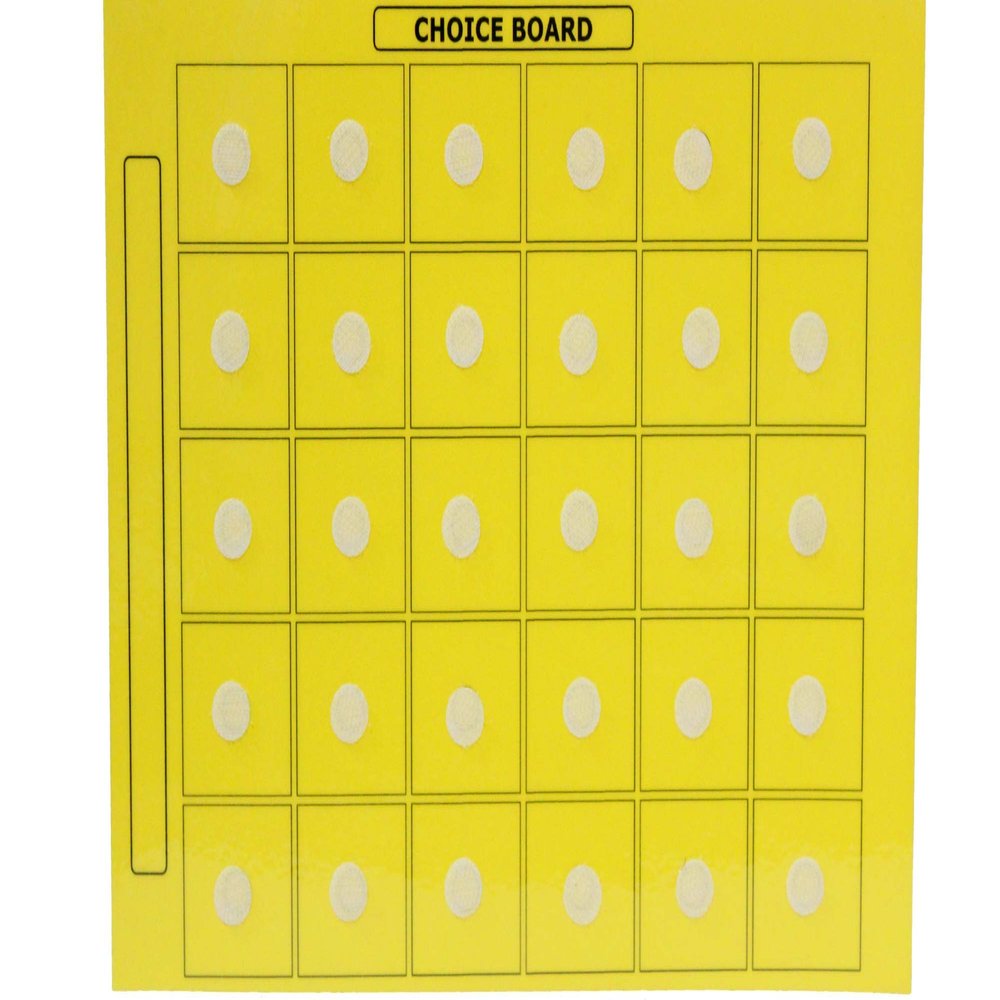 Smile4Autsim Dry Erase Visual Activity Reward Choice Laminated Board with 30 1/2" Hook Coin -Great for Loose Pcs Flash Cards. (Yellow, 8x11 Sheet (1.5 inch Cards))
