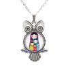 stintless charming Jewelry Russian Nesting Doll Matryoshka Babushka Russian Stacking Dolls Glass Tile Pendant Owl Necklace,Bridesmaid Gift Birthday gift-JV214 view 1