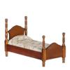 Dolls House Narrow Walnut Single Bed Miniature Bedroom Furniture 1:12 Scale view 1