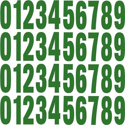 0-9 Numbers Green Vinyl Sticker Decals Set of 40 Choose Size 1" to 12" (V1446GreenClear) (12")