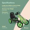 Speedster Pedal Go Kart Sporty Graphics on the Front Fairing, Adjustable Bucket Seat, 4 Spoke Rims with 10 inch EVA Wheels, Sporty 3 Point Steering Wheel view 2