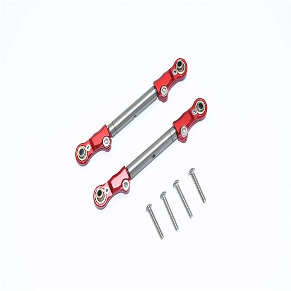 GPM for TRAXXAS-1/10 MAXX Monster TRUCK-89076-4 Aluminum+Stainless Steel Adjustable Front Steering TIE Rod -6PC Set (red)