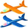 2 Pack LED Light Airplane,17.5" Large Throwing 2 Flight Mode Glider Plane,Flying Toy for Kids,Gifts for 3 4 5 6 7 8 9 Years Old Boy,Outdoor Sport Toys Birthday Party Favors Foam Airplane view 1