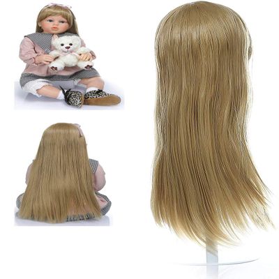 Reborn Wigs Light Brown Wig for Reborn Toddler Dolls Vertical Long Hair Doll Wig Realistic Soft Hair Suit for Head Circumference 48cm 19 inch 24"-28" Toddlers Doll