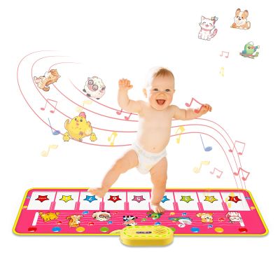 Floor Piano Mat for Toddlers, M SANMERSEN Kids Sensory Educational Dancing Keyboard Musical Mat, Animal Touch Play mat, Toddler Toys for 1 2 3 Year Old Girl Gifts