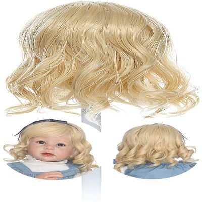 RXDOLL Reborn Wigs for Reborn Toddler Dolls Curly Short Blond Golden Hair Reborn Doll Wig Realistic Soft Wig Hair Suit for Head Circumference 48cm 19 inch 24"-28" Toddlers Doll (short curly golden)