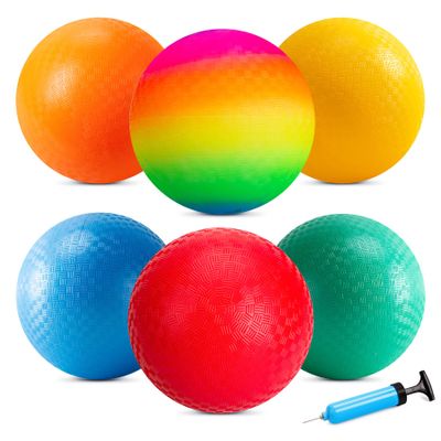 EVERICH TOY Playground Balls Kickball, 6 or 12 Pack 8.5" Dodgeballs Bouncy Kick Balls for Kids Adults Outdoor Indoor, 4 Square Ball Sports School Yard Games for Boys Girls 3-5 5-8 8-12 with Pump