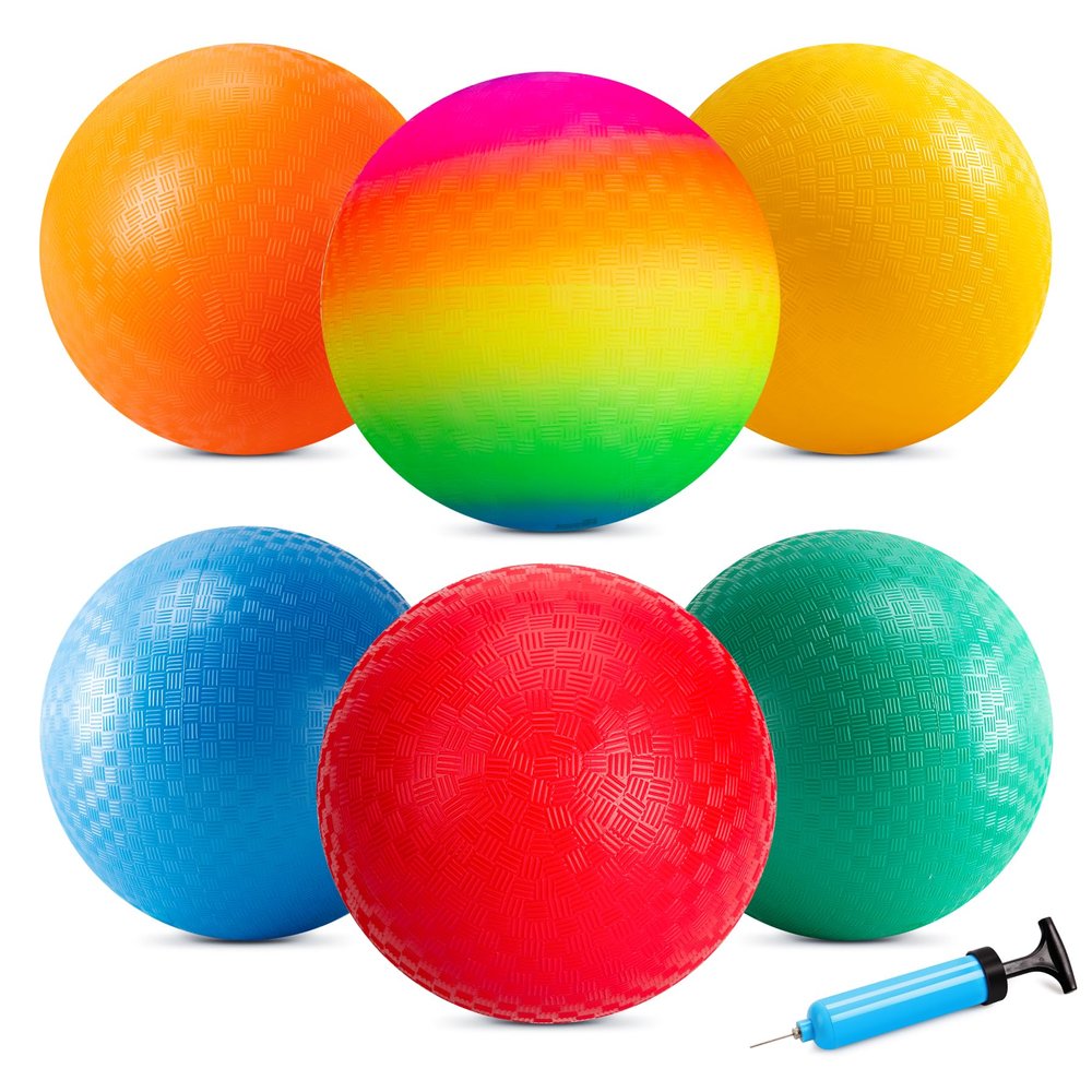 EVERICH TOY Playground Balls Kickball, 6 or 12 Pack 8.5" Dodgeballs Bouncy Kick Balls for Kids Adults Outdoor Indoor, 4 Square Ball Sports School Yard Games for Boys Girls 3-5 5-8 8-12 with Pump