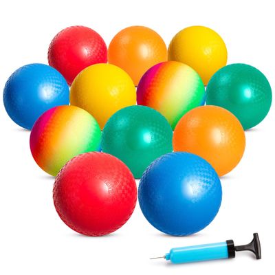 EVERICH Playground Balls Kickball, 6 or 12 Pack 8.5" Dodgeballs Bouncy Kick Balls for Kids Adults Outdoor Indoor, 4 Square Ball School Yard Games for Boys Girls 3-5 5-8 8-12 with Pump