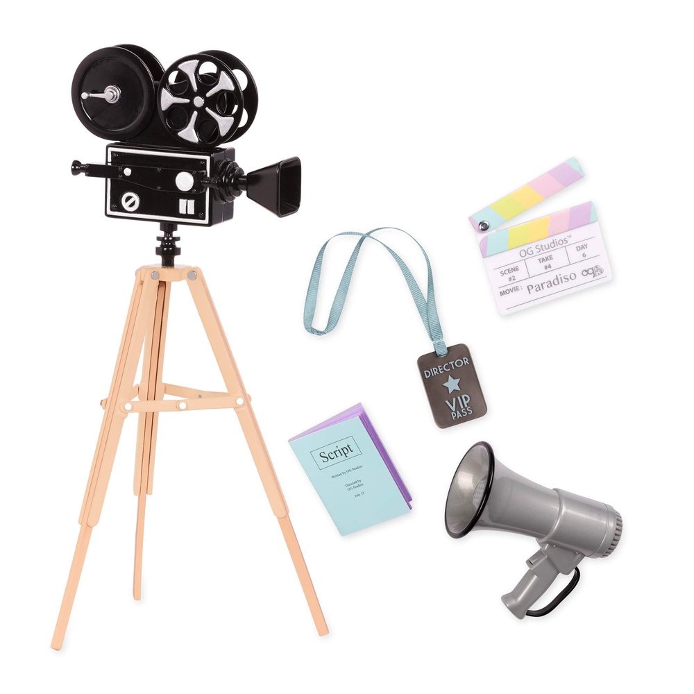 Our Generation 18" Doll Accessories - Story Starter ~ Camera's Rolling! Playset ~ Includes Pretend Camera, Tripod, VIP Pass, Clapperboard, Script and Speakerphone