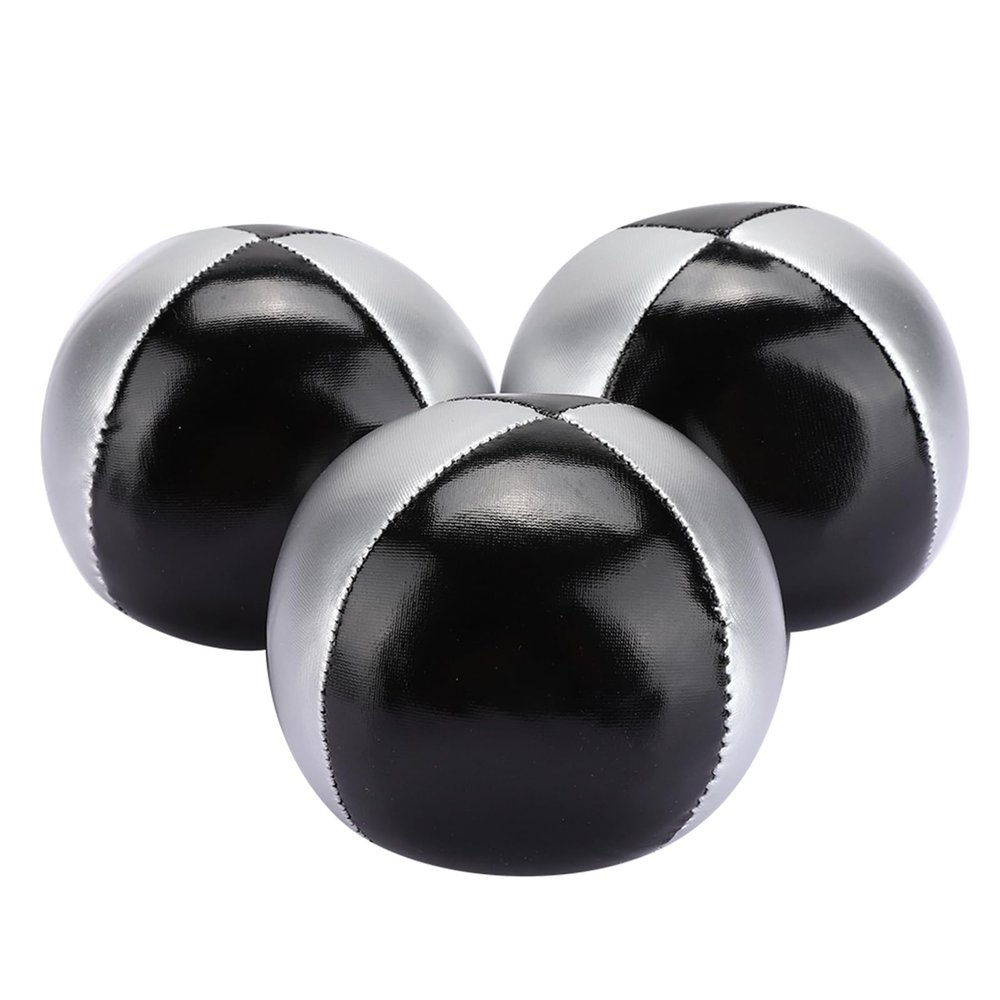 3PCS Juggling Balls Silver Black PU Leather Indoor Leisure Portable Juggling Ball Performance Props Juggling Ball Indoor Leisure Hand Throwing Ball Clown Acrobatics,Ball Sports Goods