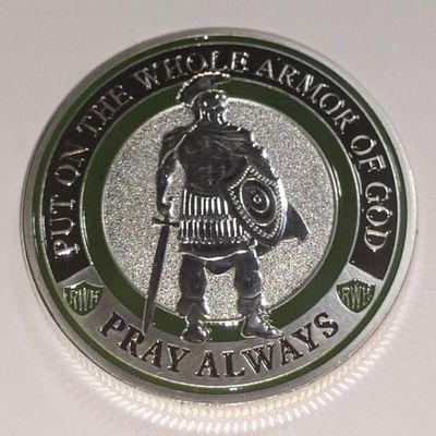Pray Always Armor of God Religious Challenge Art Coin
