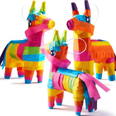 3 pcs Mini Donkey Pinatas 7"x5.5" Cinco De Mayo Rainbow Color for Fun Fiesta Taco Party Supplies, Luau Event Photo Props, Mexican Theme Decoration, Carnivals Festivals, Taco Tuesday Event