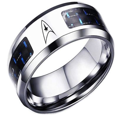 Star Scifi Trek Original Command Symbol Blue Carbon Finger Ring (11)
