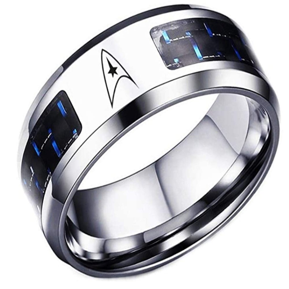Star Scifi Trek Original Command Symbol Blue Carbon Finger Ring (11)